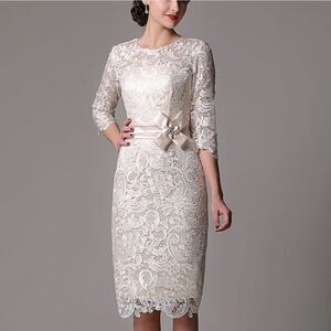 BRAND NEW LANTING BRIDE SHORT LACE HALF SLEEVE MINI LACE-UP ZIPPER DRESSES